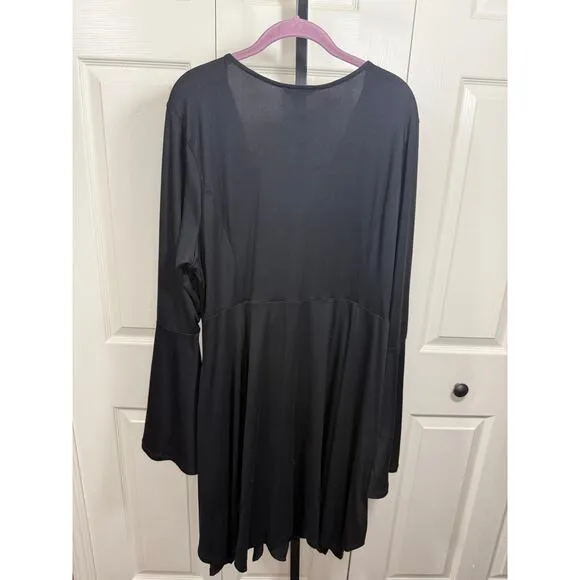 Hot Topic Sz 1 Black Gothic Witchy Fairy Flared Long Sleeve Corset Bust Dress