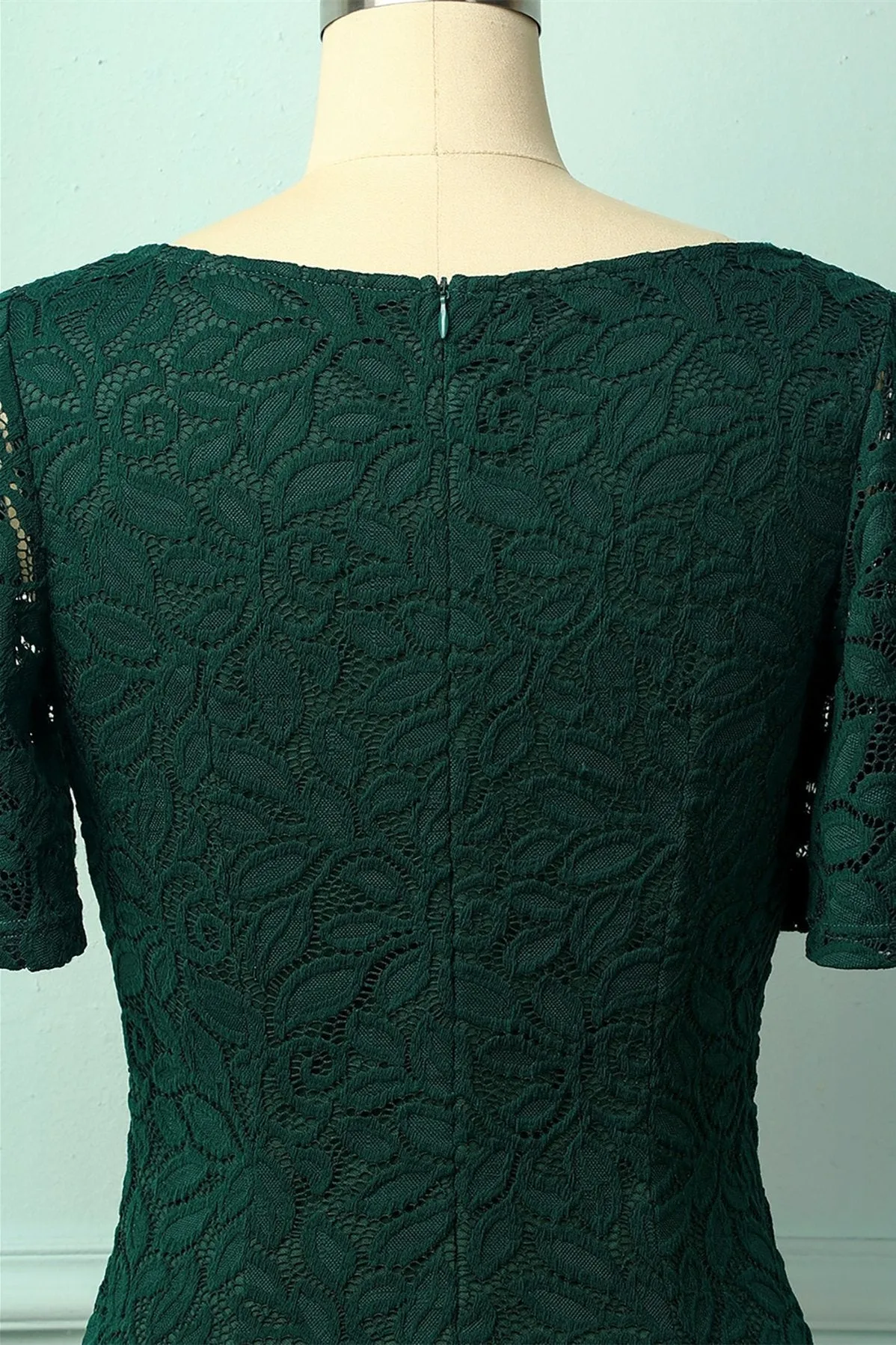 Hunter Green Butterfly Sleeves Sheath Lace Mini Mother of the Bride Dress