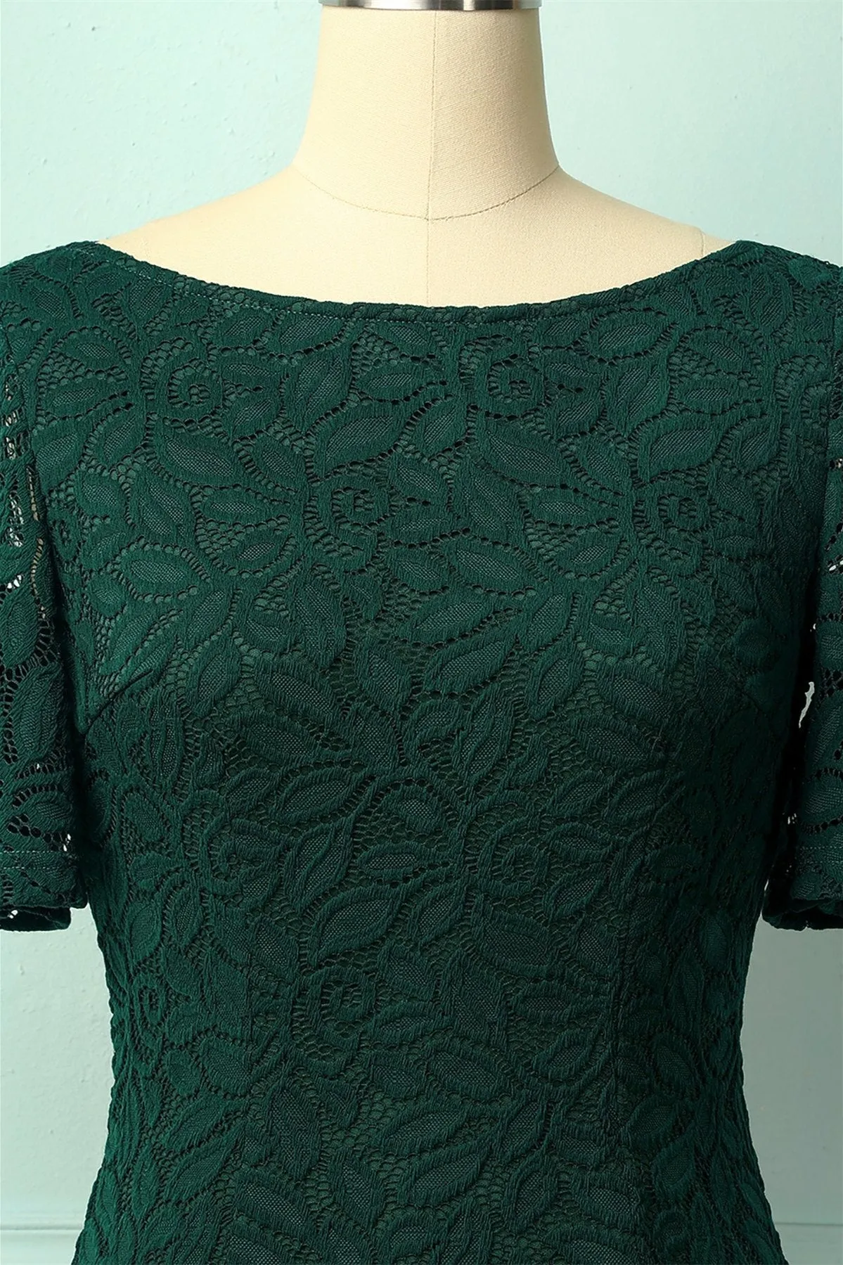 Hunter Green Butterfly Sleeves Sheath Lace Mini Mother of the Bride Dress