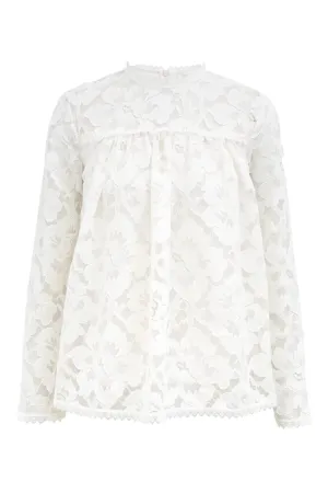 Illuminate Lace Gathered Top | Cream