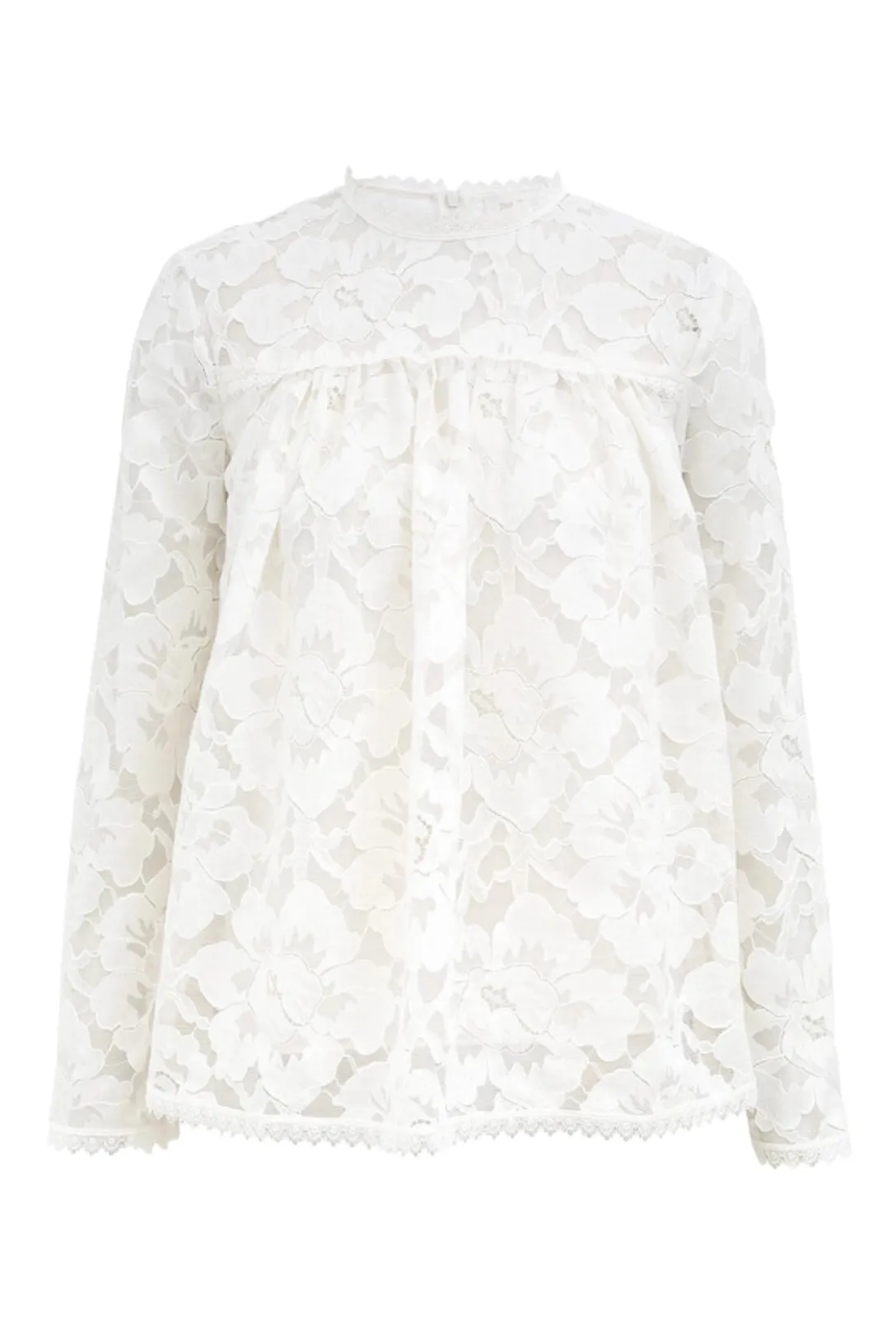 Illuminate Lace Gathered Top | Cream