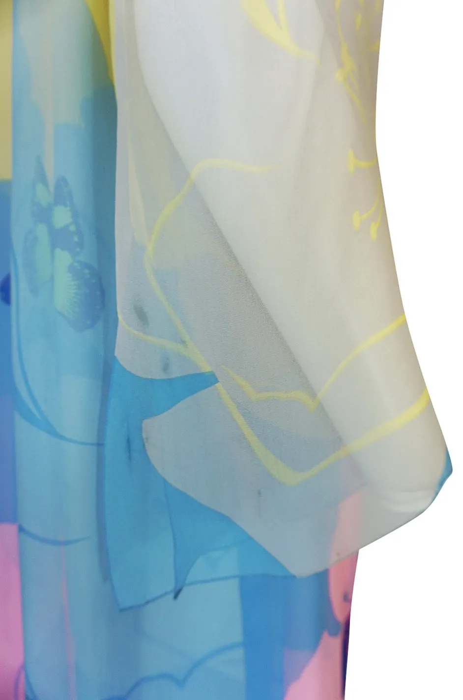 Incredible Spring 2000 Hanae Mori Silk Chiffon Pastel Butterfly Print Dress