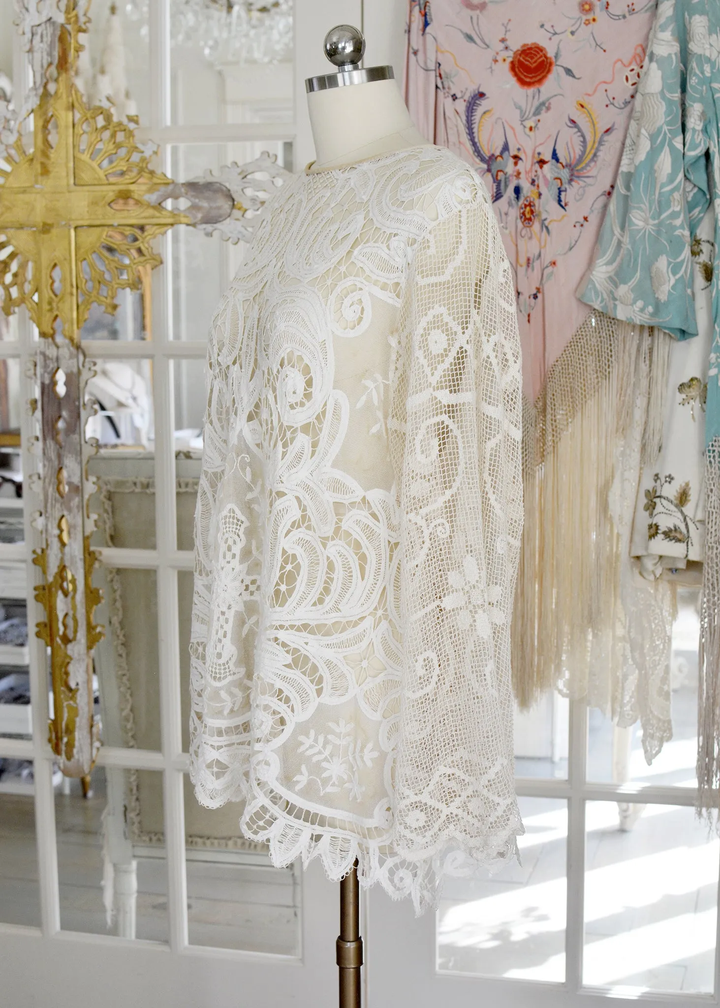 Iris Antique Creme French Normandy Battenberg Lace Tunic