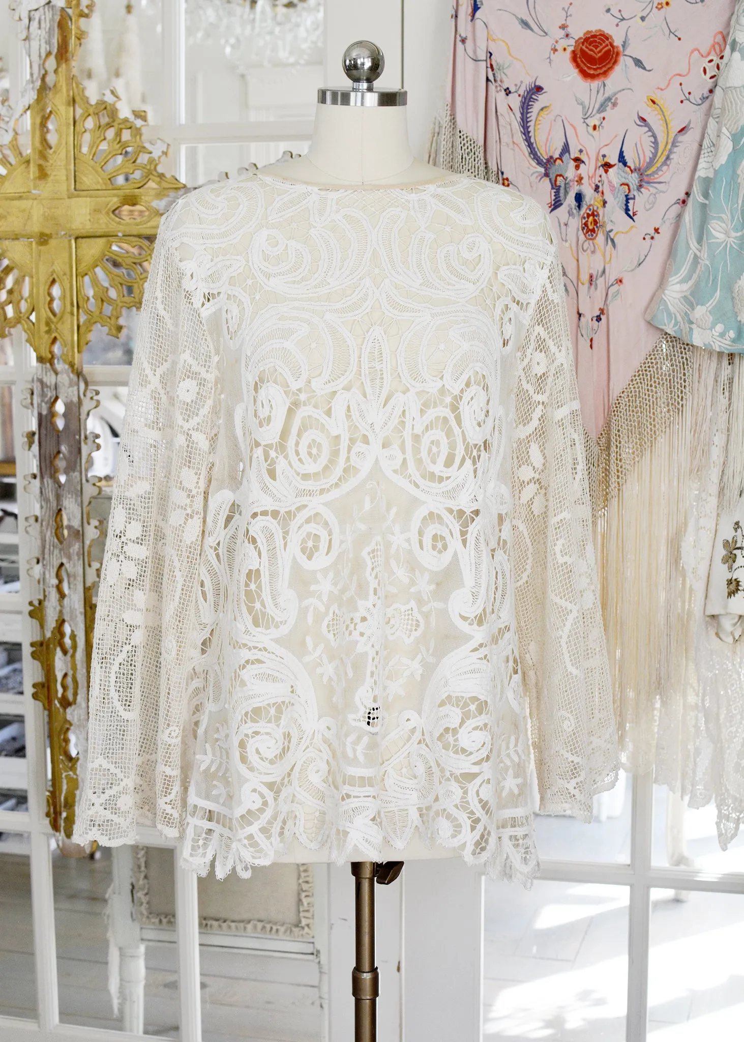 Iris Antique Creme French Normandy Battenberg Lace Tunic