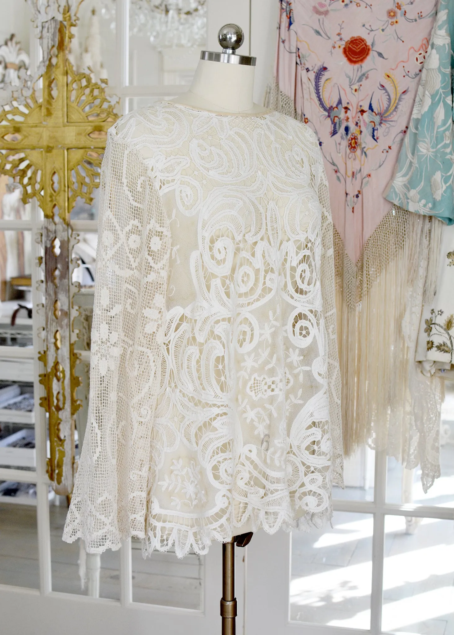 Iris Antique Creme French Normandy Battenberg Lace Tunic