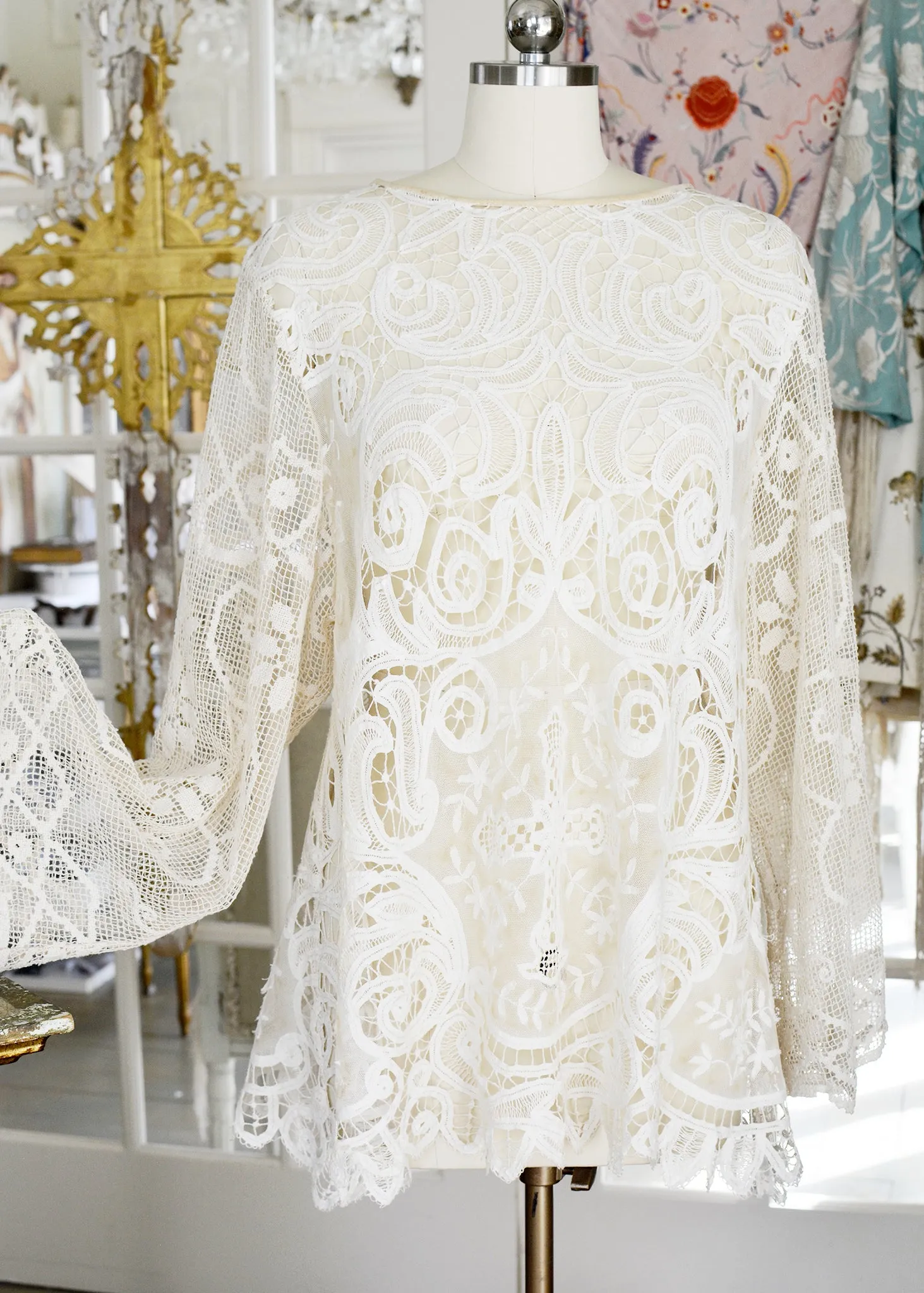 Iris Antique Creme French Normandy Battenberg Lace Tunic
