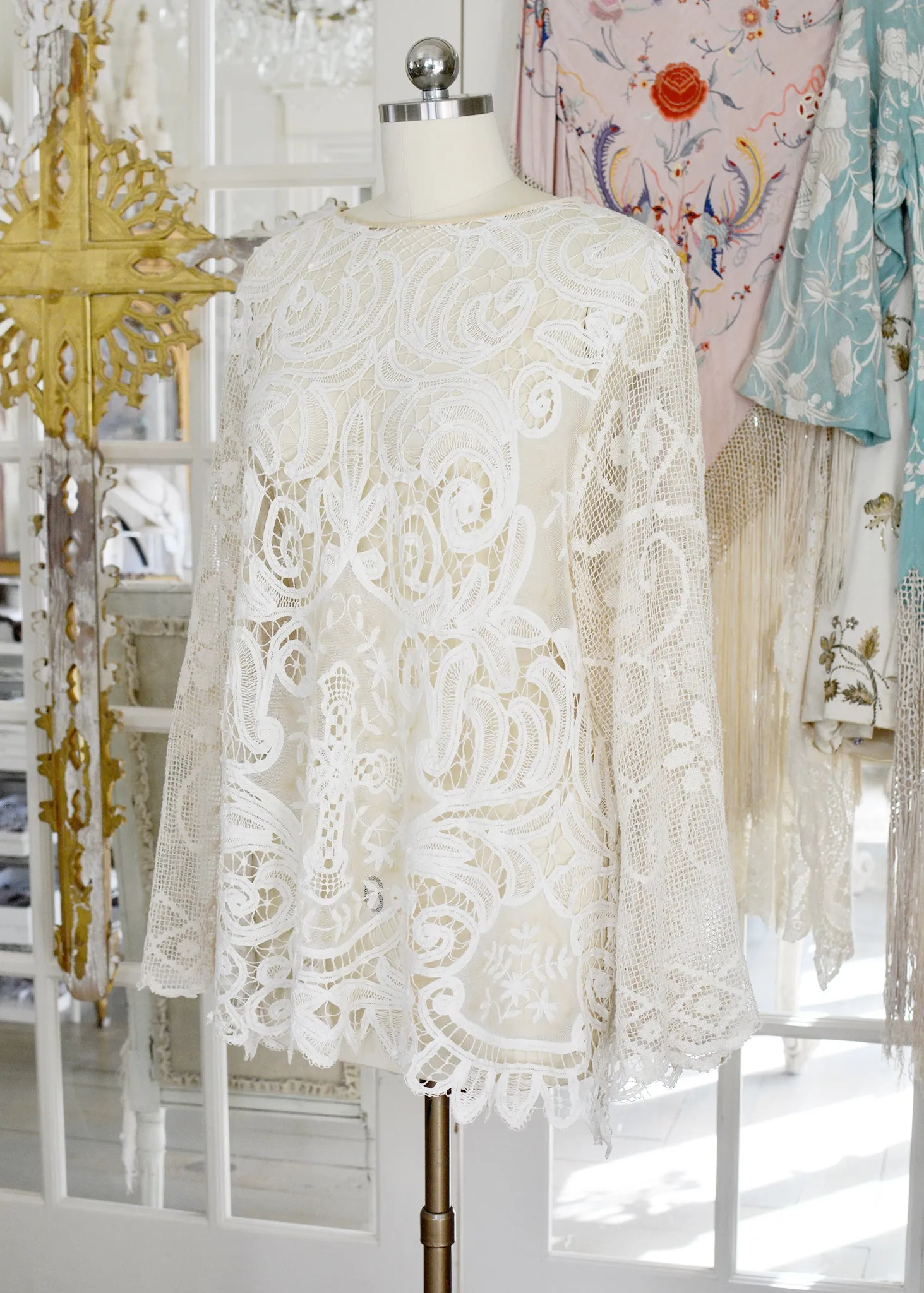 Iris Antique Creme French Normandy Battenberg Lace Tunic