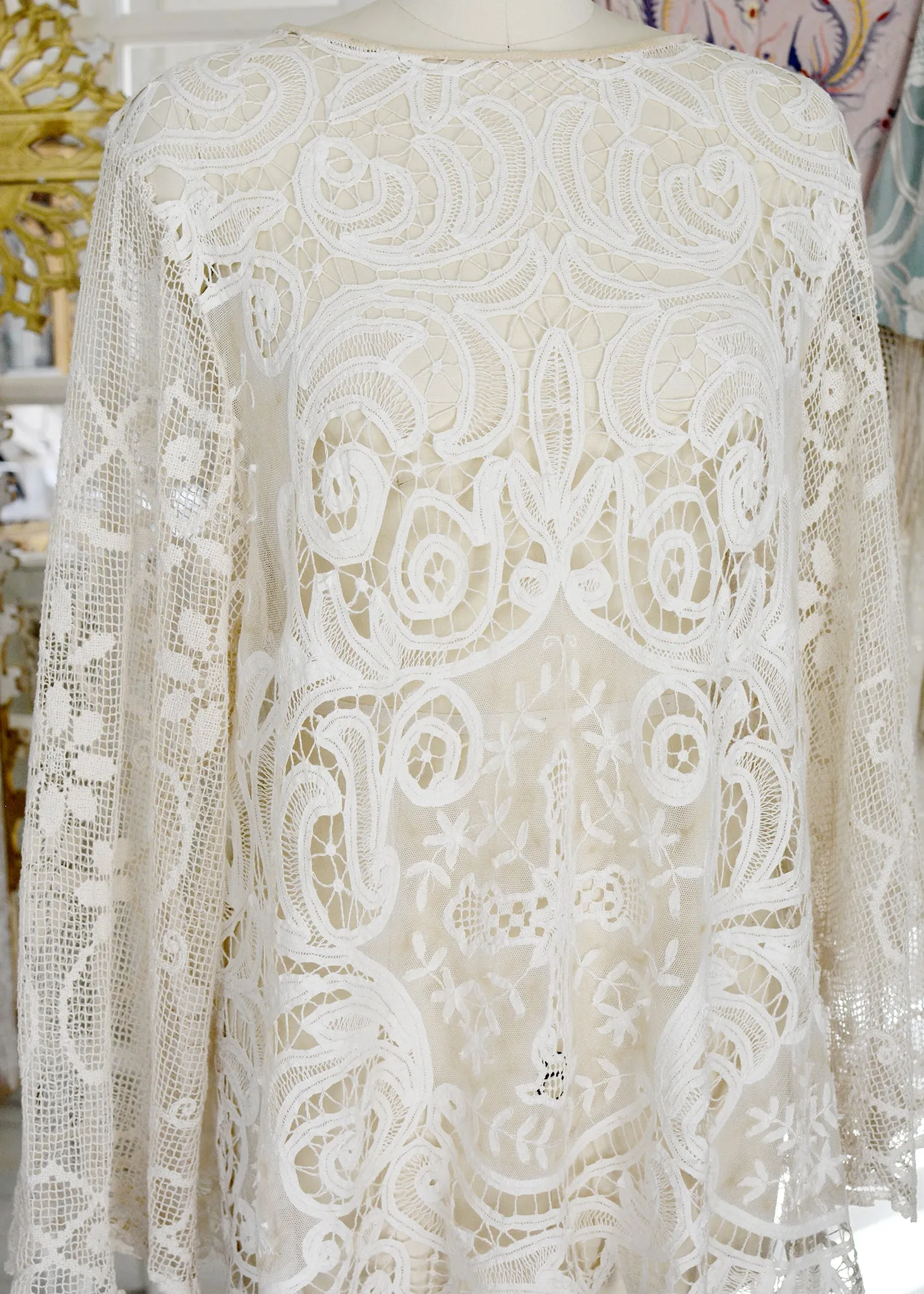 Iris Antique Creme French Normandy Battenberg Lace Tunic