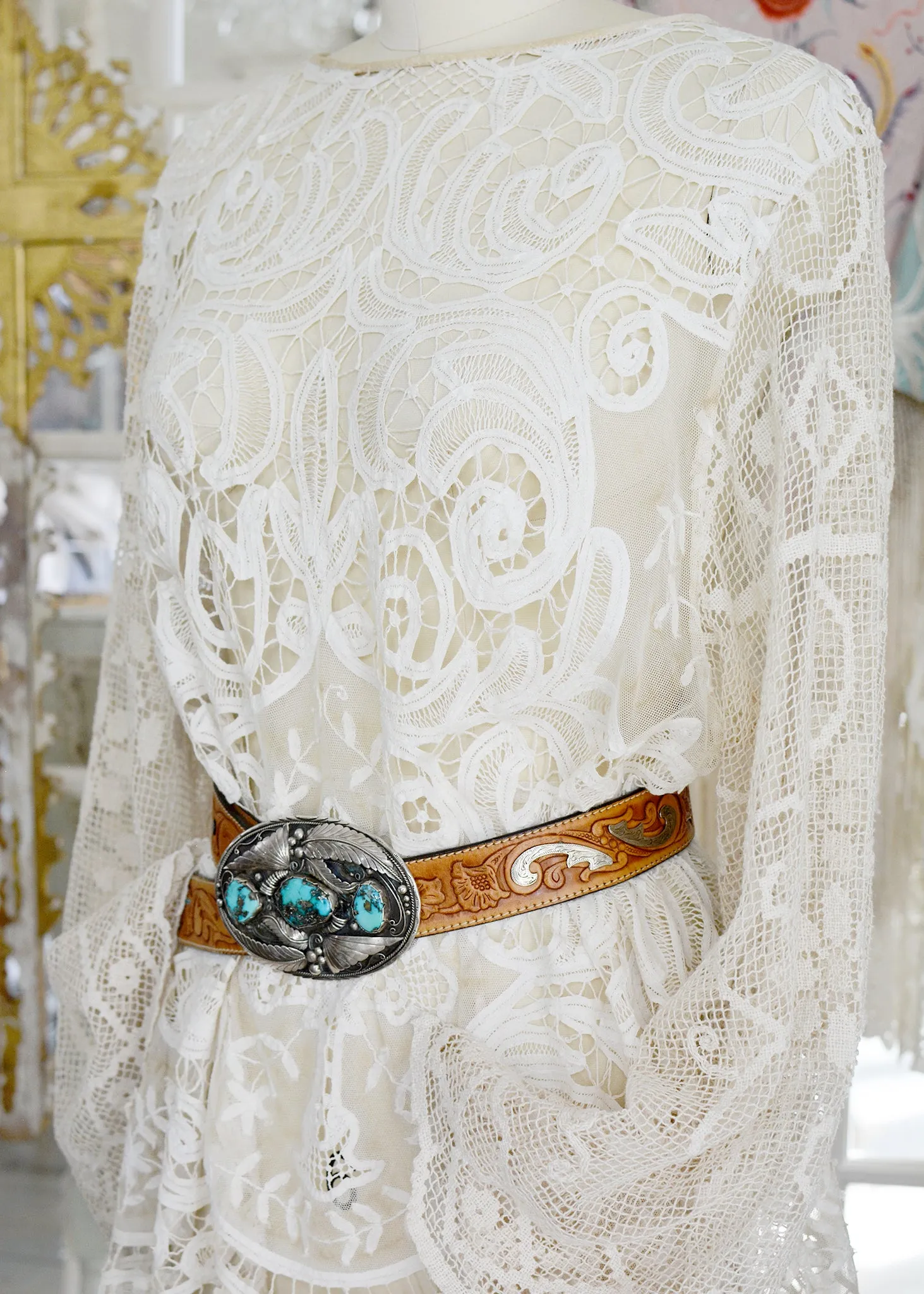 Iris Antique Creme French Normandy Battenberg Lace Tunic