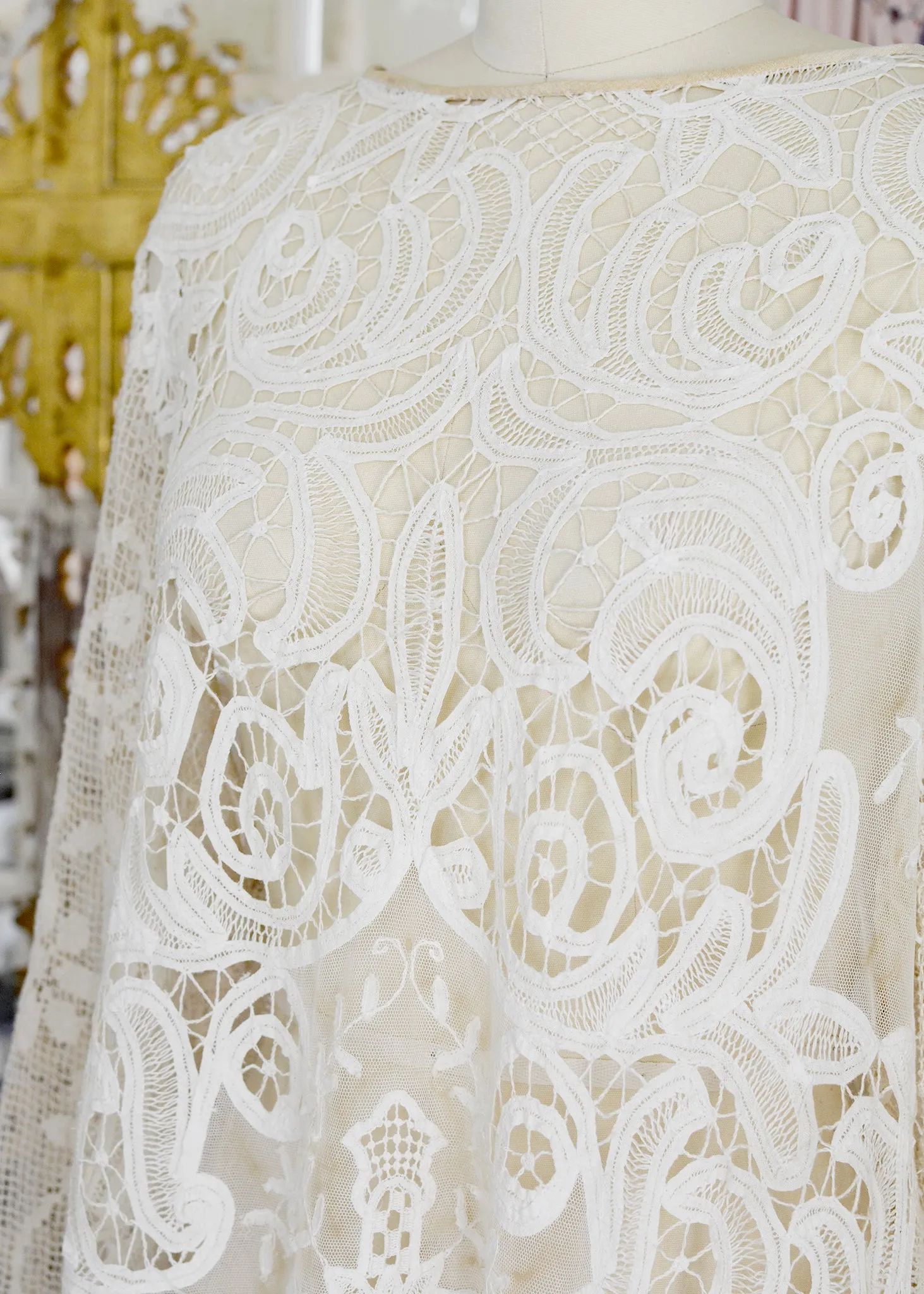 Iris Antique Creme French Normandy Battenberg Lace Tunic