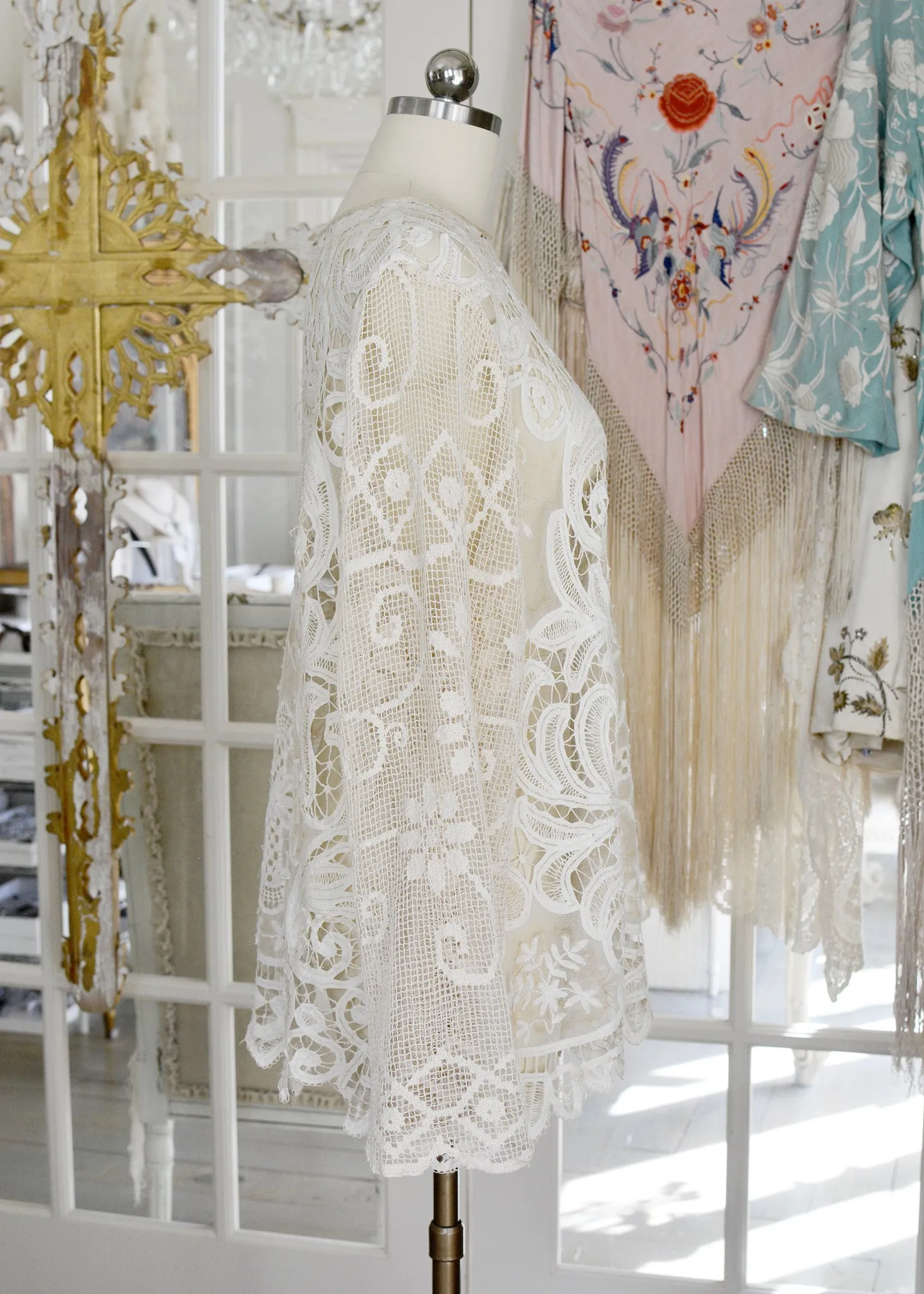 Iris Antique Creme French Normandy Battenberg Lace Tunic
