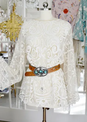 Iris Antique Creme French Normandy Battenberg Lace Tunic
