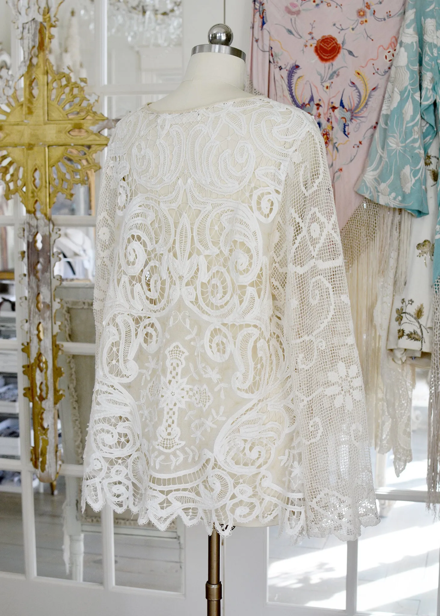 Iris Antique Creme French Normandy Battenberg Lace Tunic