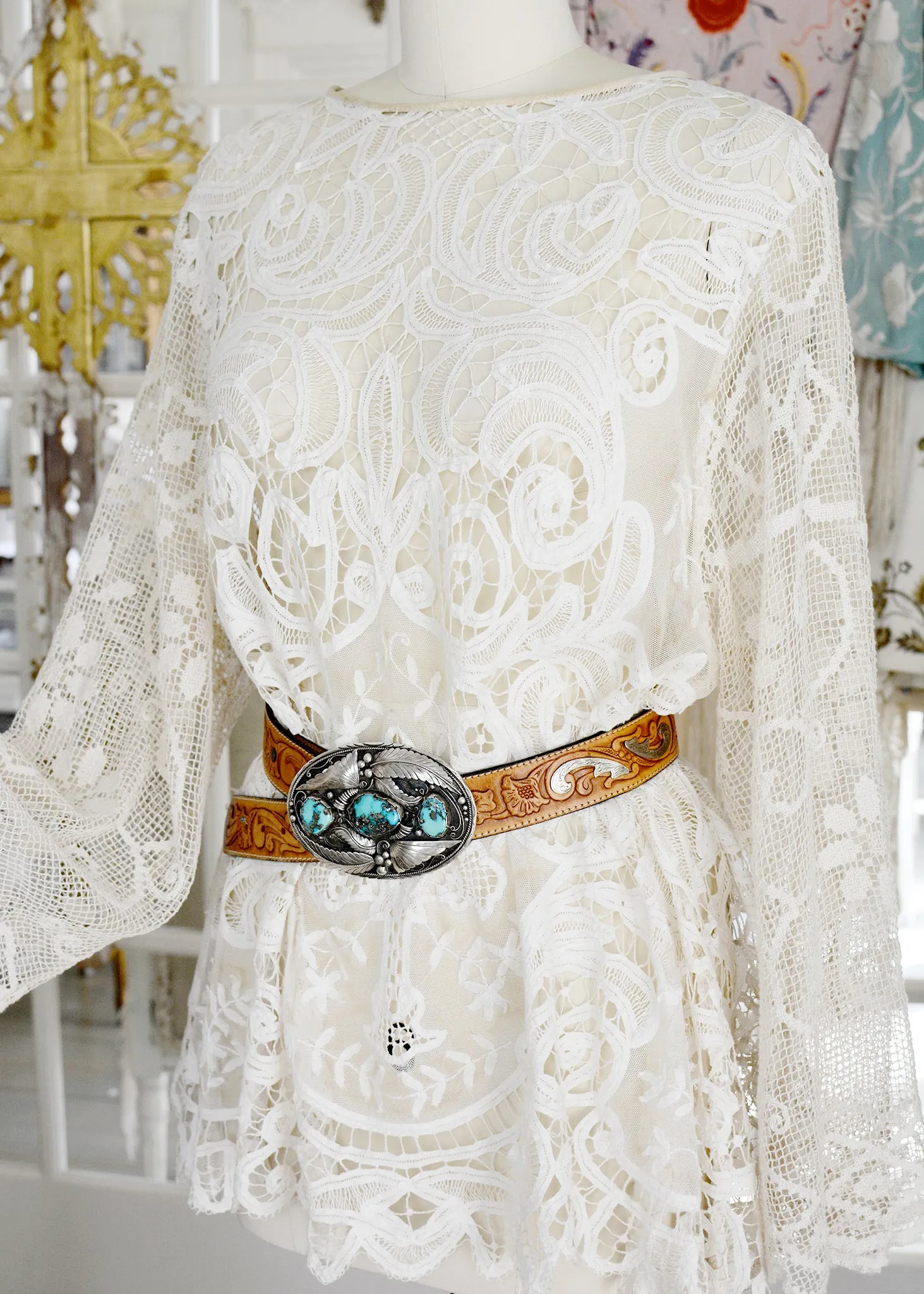 Iris Antique Creme French Normandy Battenberg Lace Tunic