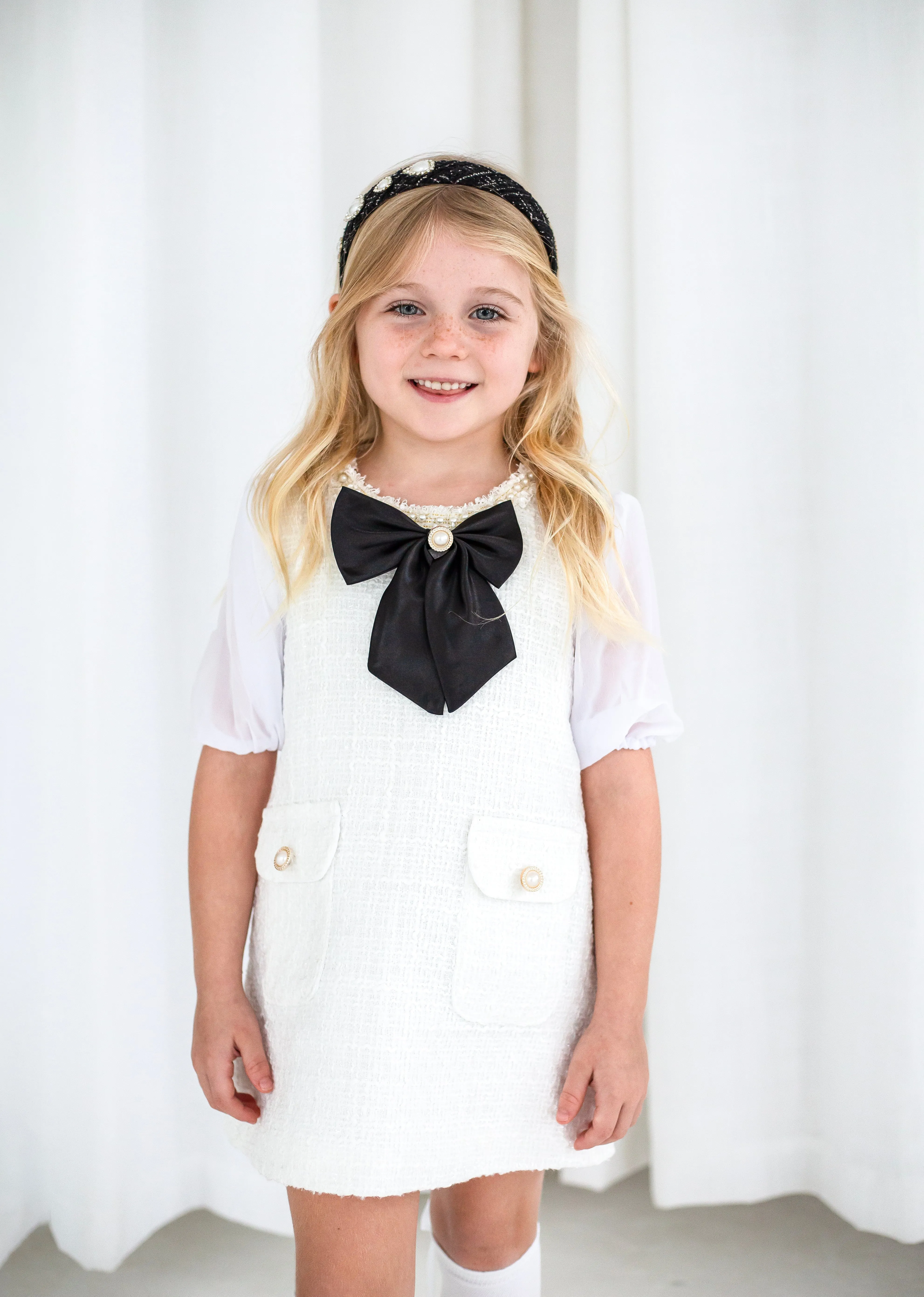 'Isabelle' bow tweed dress