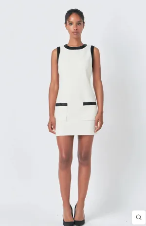 Ivory Contrast Satin Mini Dress