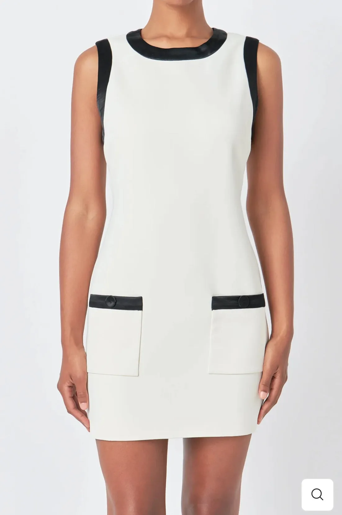Ivory Contrast Satin Mini Dress