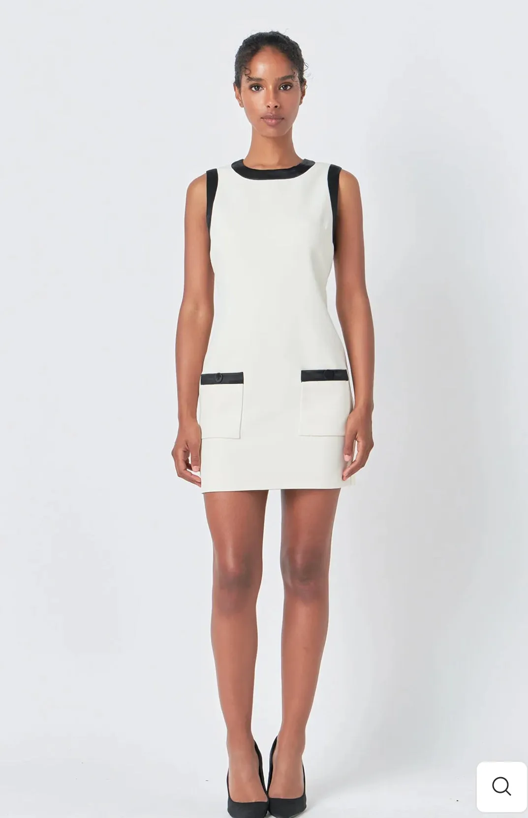 Ivory Contrast Satin Mini Dress