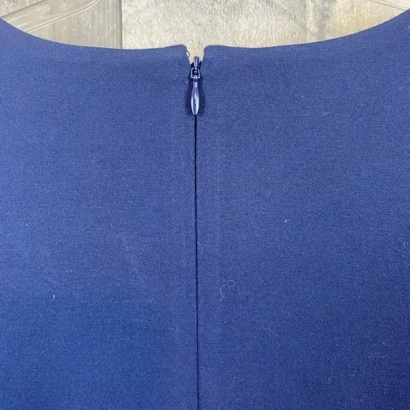 J. McLaughlin Navy Blue Puff Sleeve Sheath Dress Size Medium
