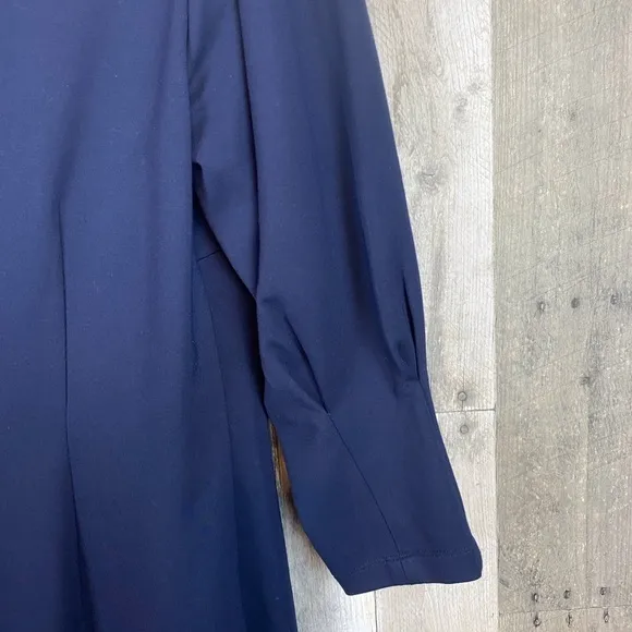 J. McLaughlin Navy Blue Puff Sleeve Sheath Dress Size Medium
