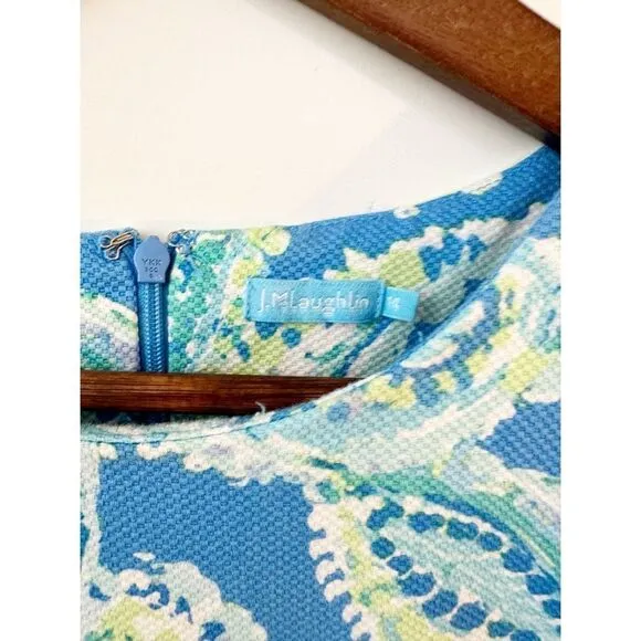 J. McLaughlin Belinda Sheath Sleeveless Dress in Watercolor Paisley Blue Size 14