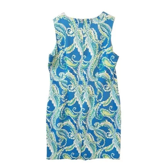 J. McLaughlin Belinda Sheath Sleeveless Dress in Watercolor Paisley Blue Size 14