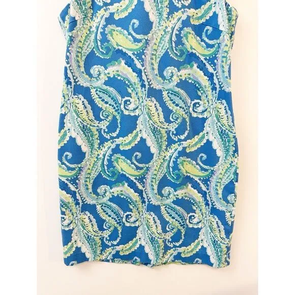 J. McLaughlin Belinda Sheath Sleeveless Dress in Watercolor Paisley Blue Size 14