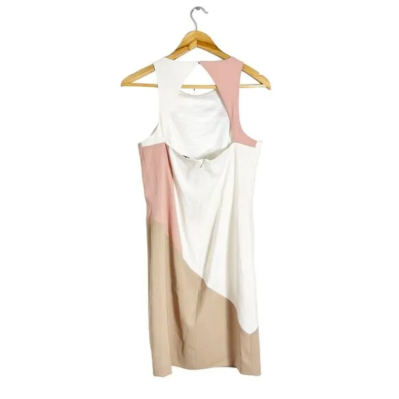 Jay Godfrey Women's Colorblock White nude Pink Sheath Dress sz 10