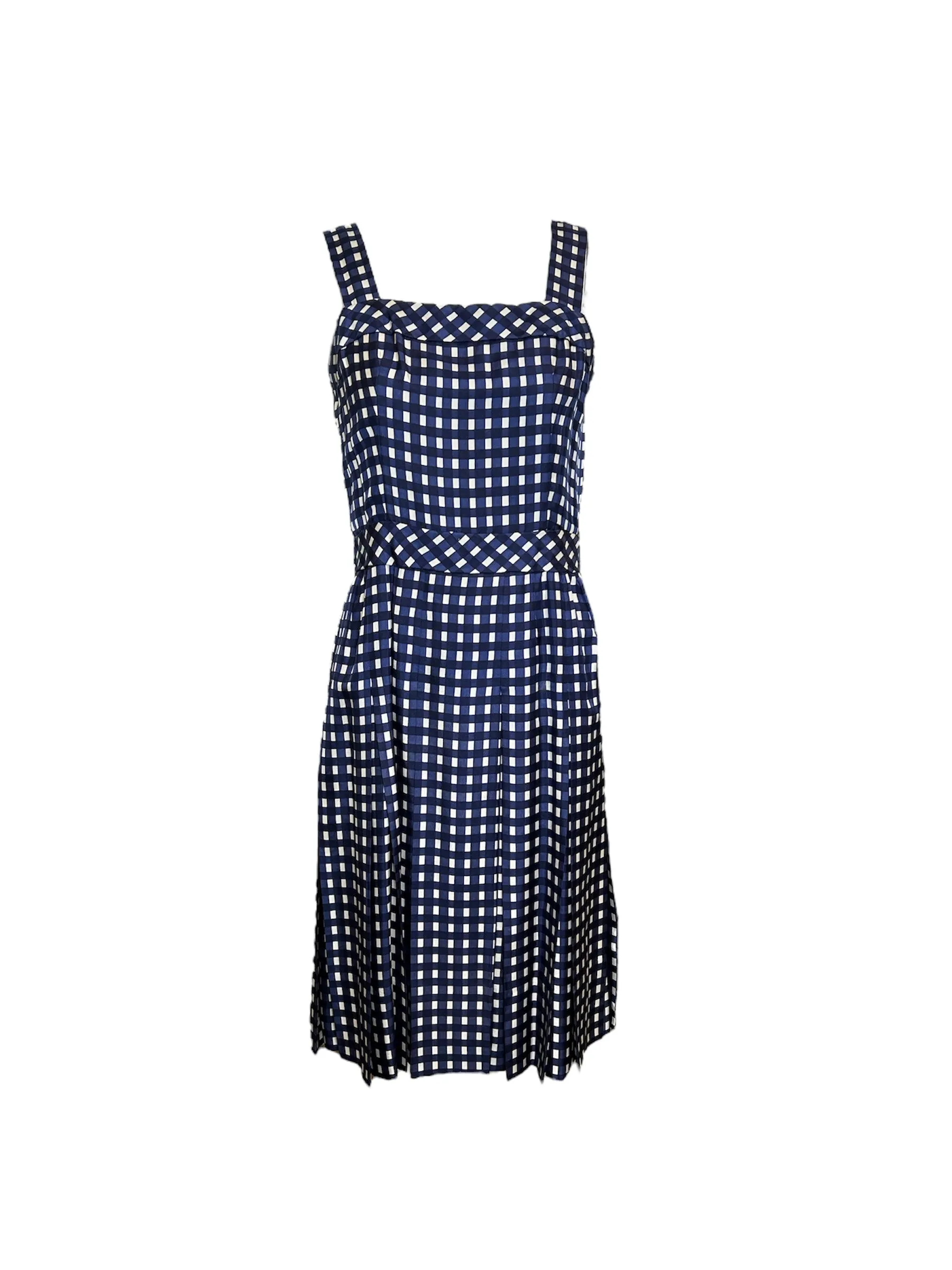 Jean Patou Haute Couture Late 50s Silk Window Check Dress/Jacket Ensemble