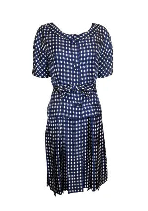 Jean Patou Haute Couture Late 50s Silk Window Check Dress/Jacket Ensemble