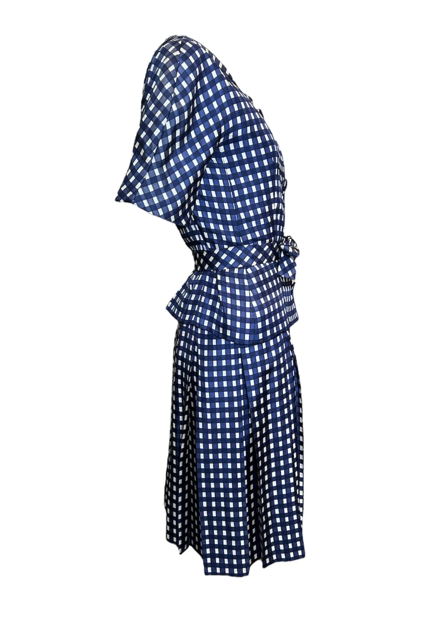 Jean Patou Haute Couture Late 50s Silk Window Check Dress/Jacket Ensemble