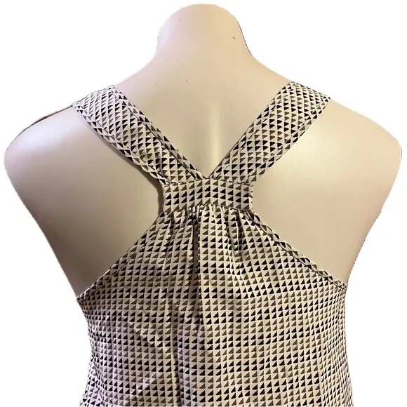 JOIE silk white triangle print razor back dress