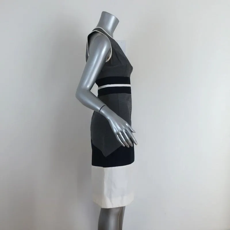 Jonathan Simkhai Dress Blue/Cream Colorblock Size 2 Sleeveless Fit & Flare