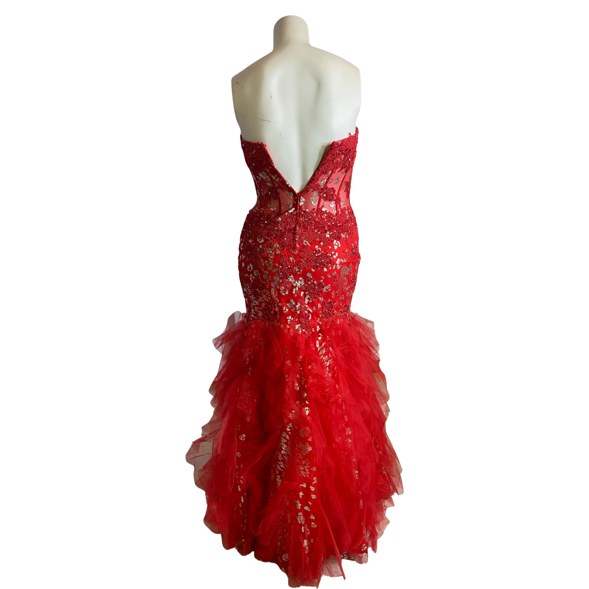 JOVANI Style 1531 Long Strapless Gown Red Size 12