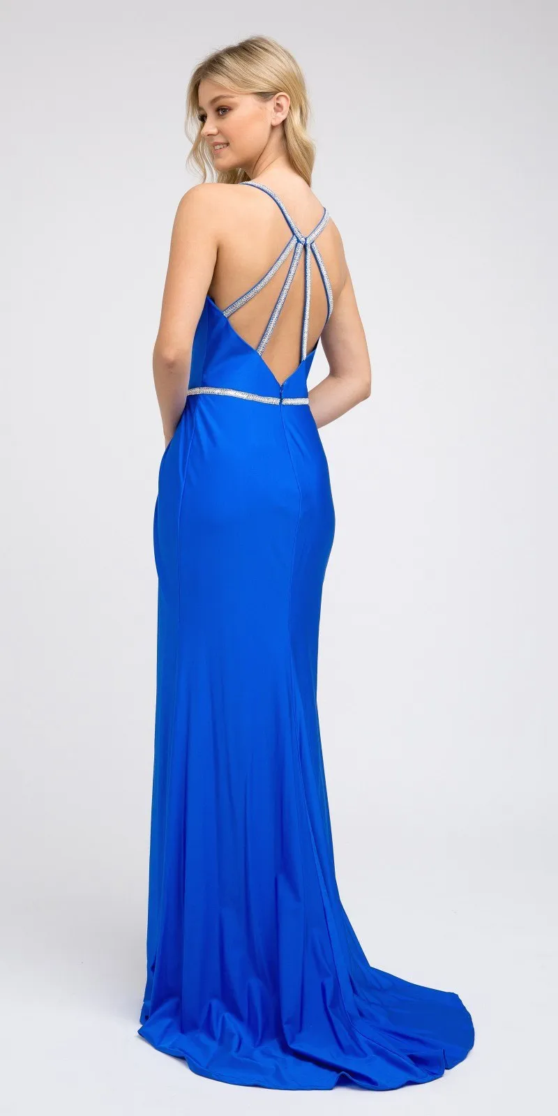 Juliet 233 Long Dress with Strappy-Back and Train
