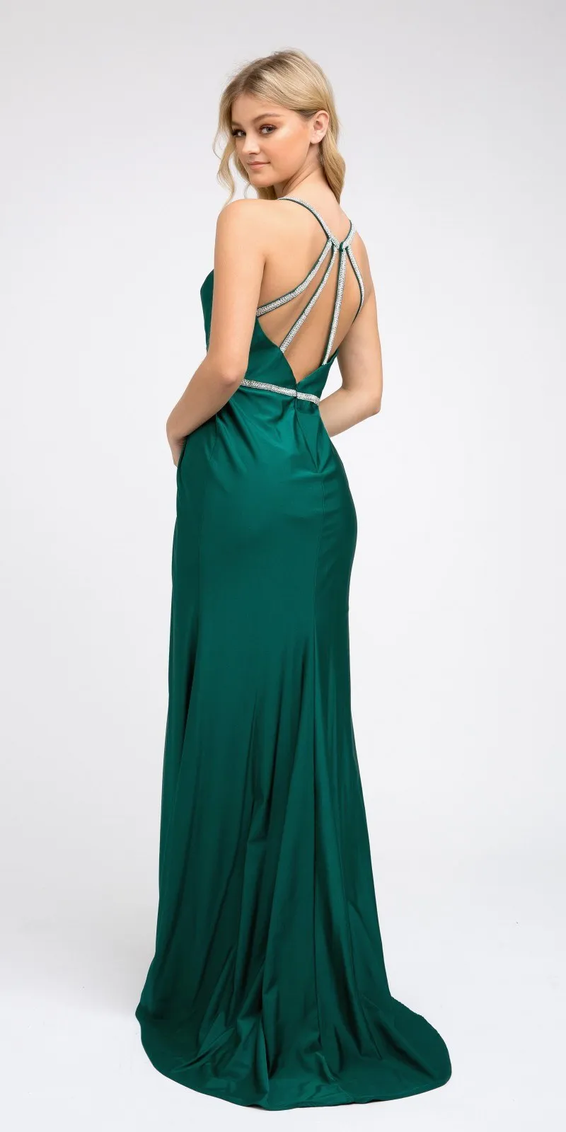 Juliet 233 Long Dress with Strappy-Back and Train
