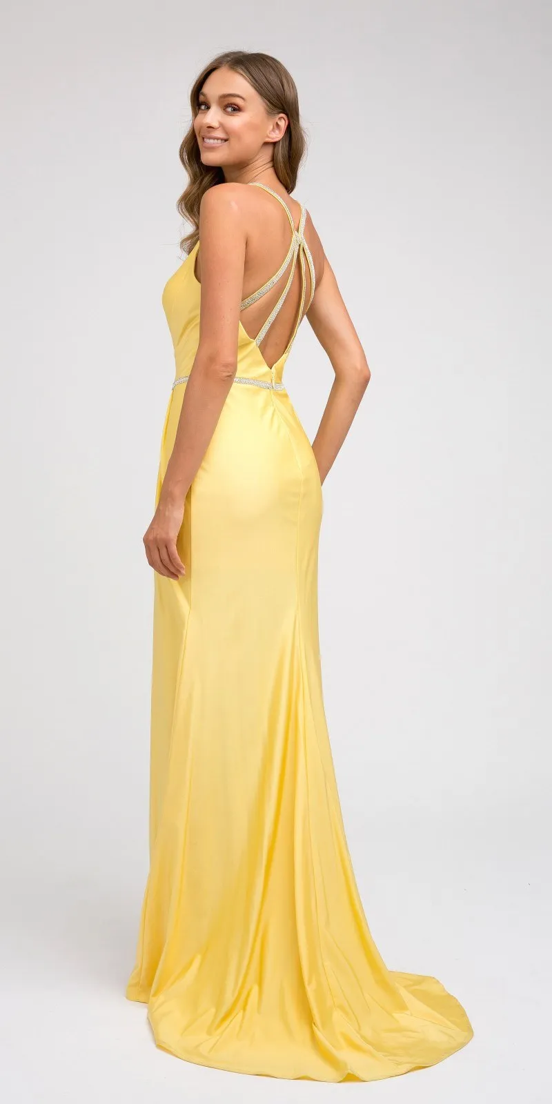 Juliet 233 Long Dress with Strappy-Back and Train