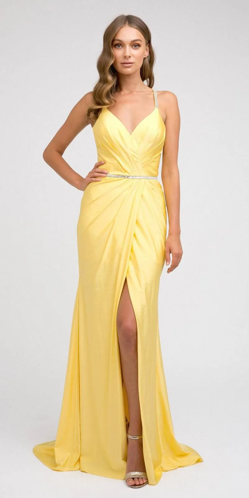 Juliet 233 Long Dress with Strappy-Back and Train