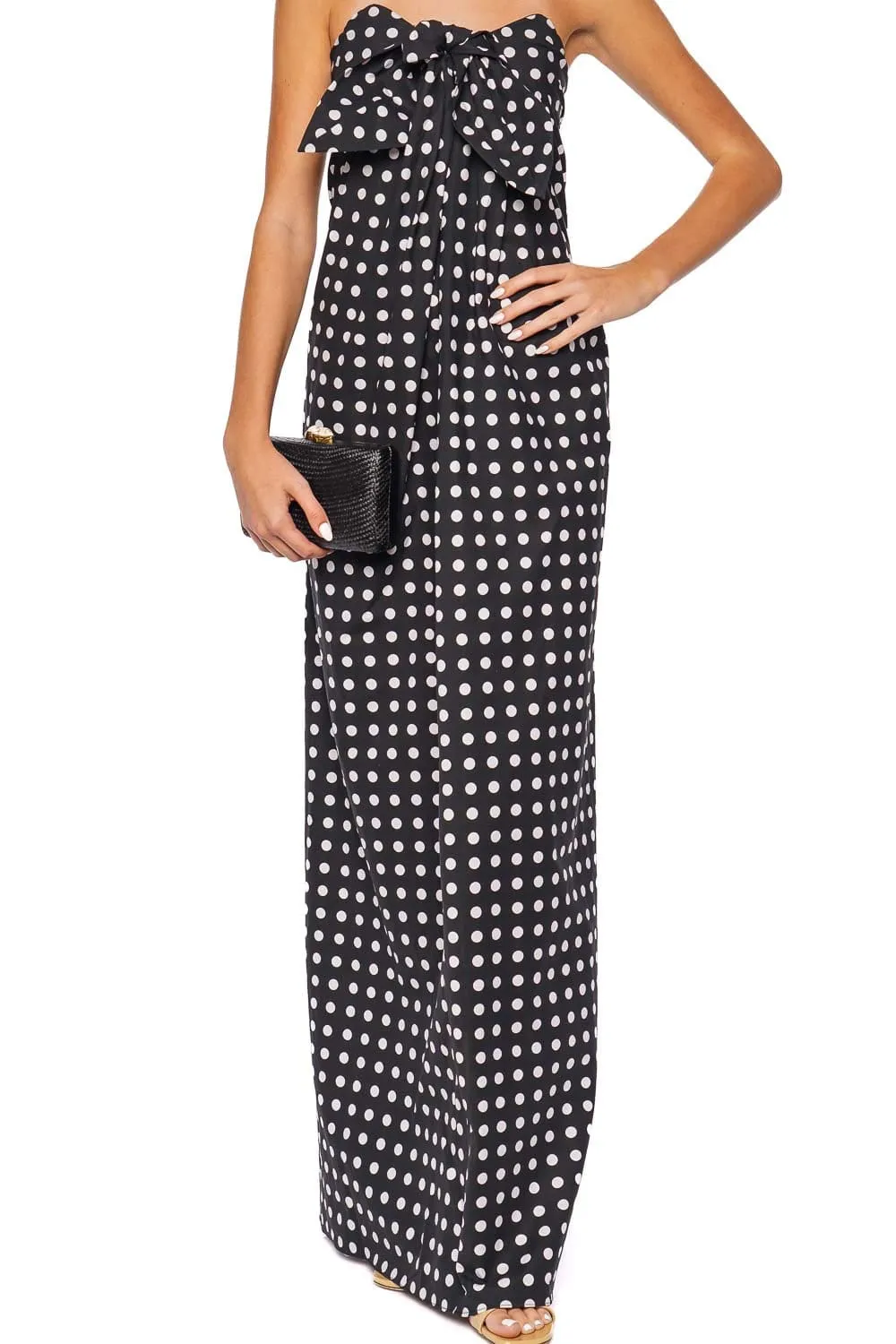 Kaia Polka Dot Tie Front Gown