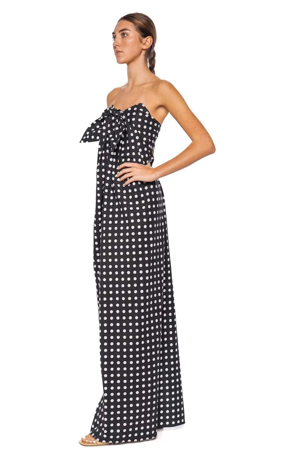 Kaia Polka Dot Tie Front Gown