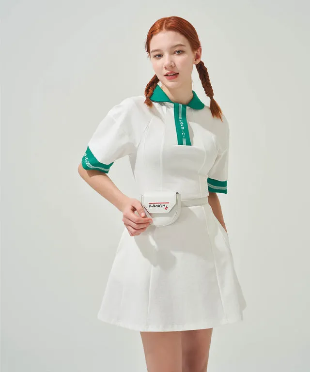 KANDINI Flared Dress - Green