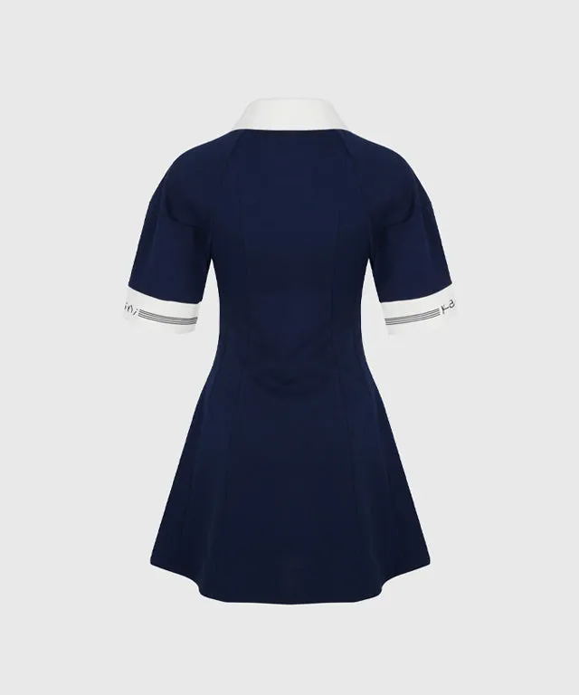KANDINI Flared Dress - Navy