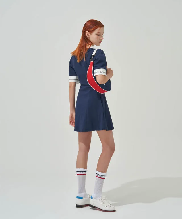 KANDINI Flared Dress - Navy