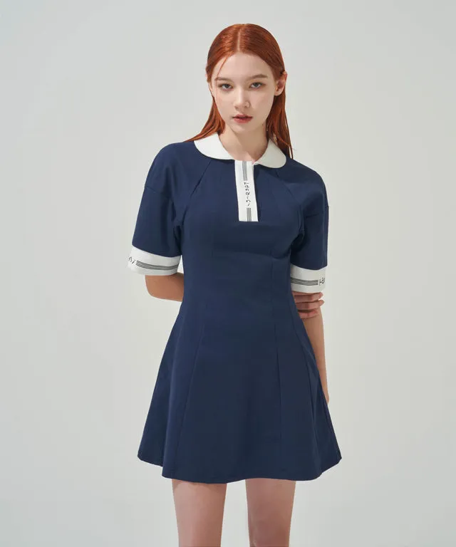 KANDINI Flared Dress - Navy