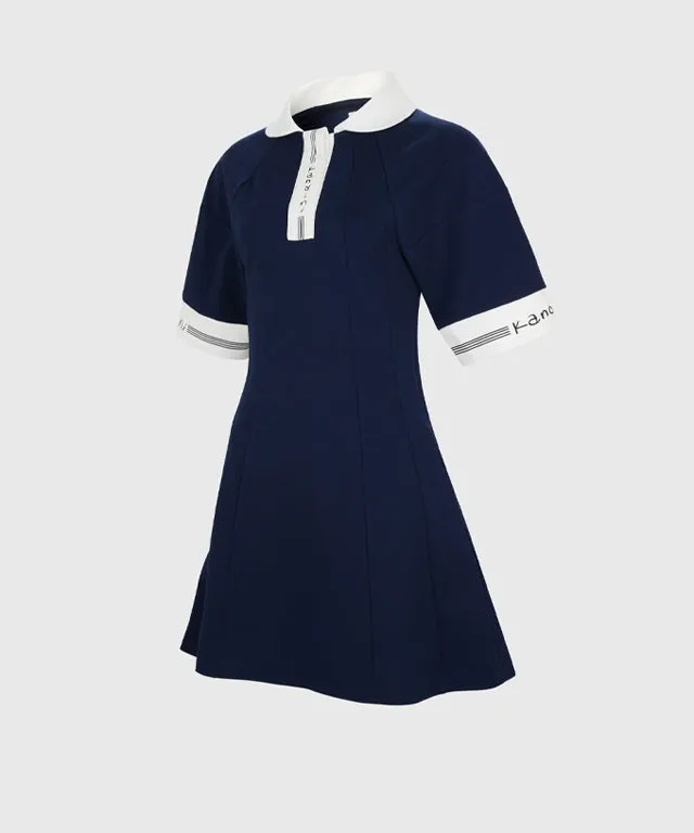 KANDINI Flared Dress - Navy