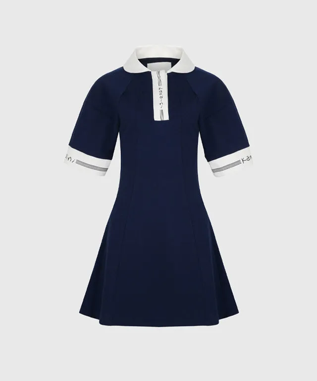 KANDINI Flared Dress - Navy