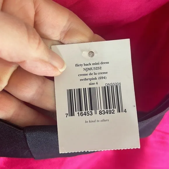 KATE SPADE Hot Pink and Black Fit and Flare Flirty Back Mini Dress Size 4