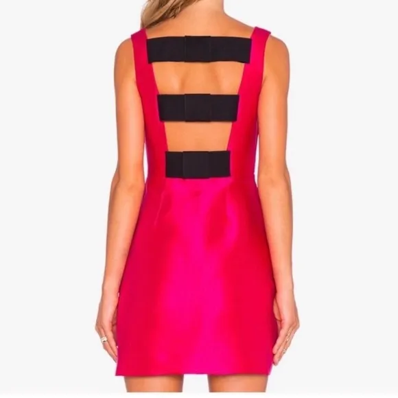 KATE SPADE Hot Pink and Black Fit and Flare Flirty Back Mini Dress Size 4
