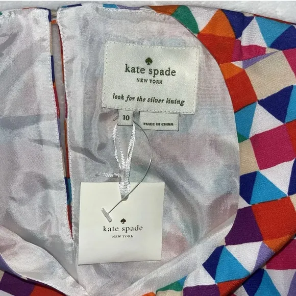 Kate Spade New York Abbey Geometric Print Sheath Dress Silk Blend Size 10 NWT