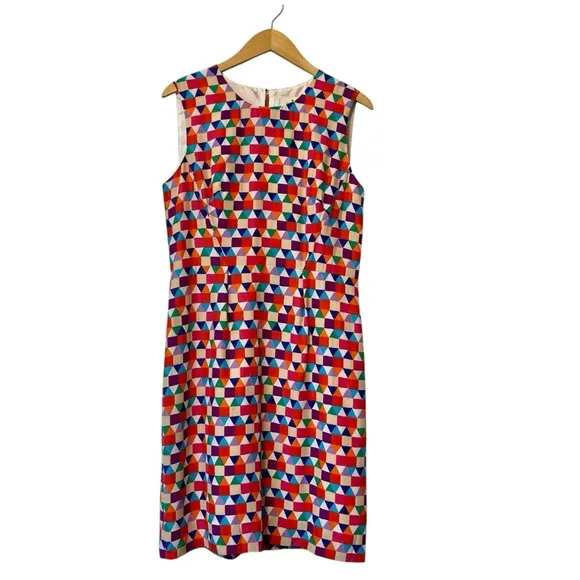 Kate Spade New York Abbey Geometric Print Sheath Dress Silk Blend Size 10 NWT